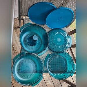 TupperWave Stack Cooker by Tupperware in Peacock, 7 Piece Set.